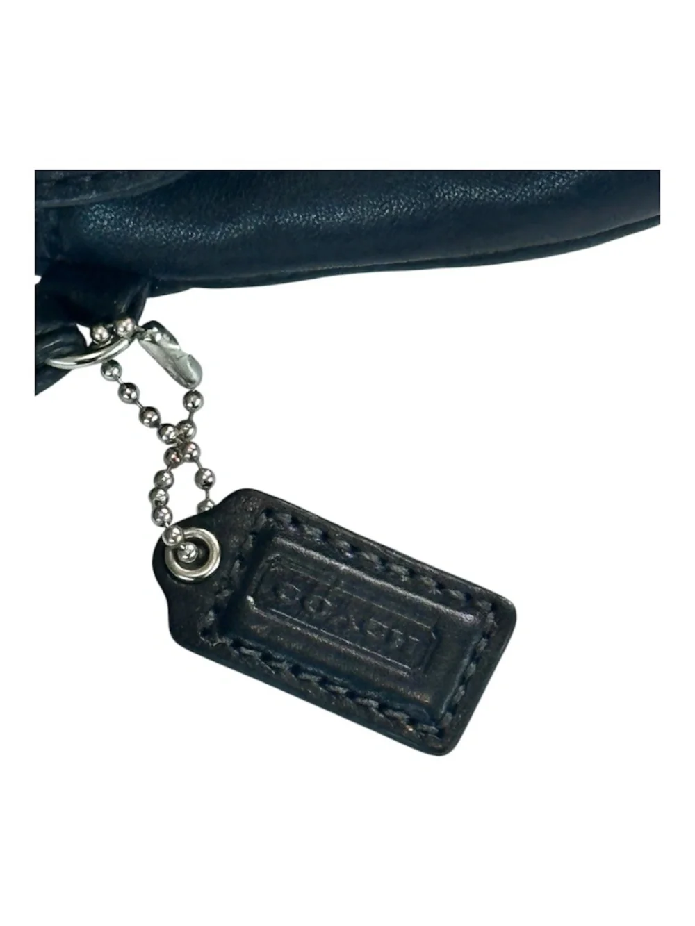 Coach Black Leather Wristlet Clutch with Silver Buckle Excellent Condition